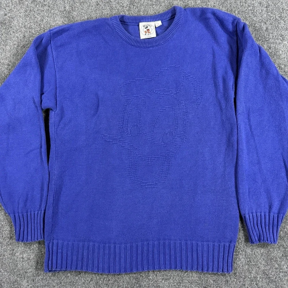 Vintage Donald Duck Sweater Medium Blue Tonal Disney Mickey Co 90s
